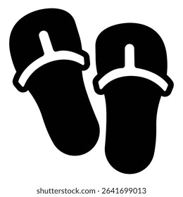 Sandals for beach solid icon, tropical voyage concept. Vector graphics. Beach slippers, summer footwear sign on white background, style mobile or design