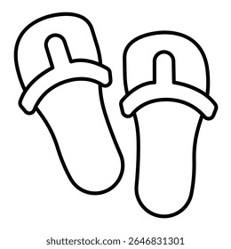 Sandals for beach thin line icon, tropical voyage concept. Vector graphics. Beach slippers, summer footwear sign on white background, style mobile or design