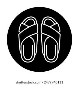 Sandals black line icon. Summer clothes. Vector isolated element. 