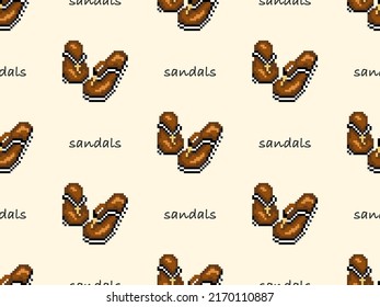 Sandalen Cartoon-Charakter nahtloses Muster auf gelbem Hintergrund. Pixelstil