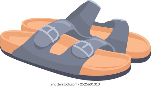 Sandals cartoon icon. Casual summer footwear pair isolated on white background