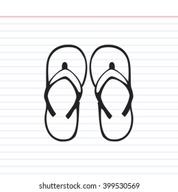 Sandals doodle icon with paper background
