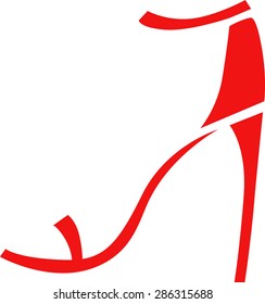 Sandals with high heels and a leather strap .
