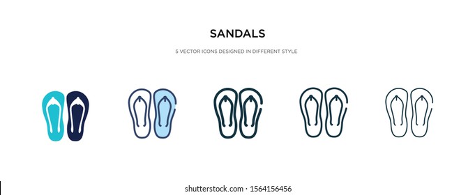 sandals icon in different style vector illustration. two colored and black sandals vector icons designed in filled, outline, line and stroke style can be used for web, mobile, ui