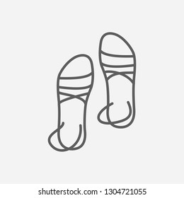 Sandals icon line symbol. Isolated vector illustration of sandals icon sign concept for your web site mobile app logo UI design.