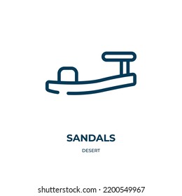 Sandals icon. Linear vector illustration from desert collection. Outline sandals icon vector. Thin line symbol for use on web and mobile apps, logo, print media.