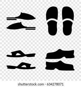 Sandals icons set. set of 4 sandals filled icons such as