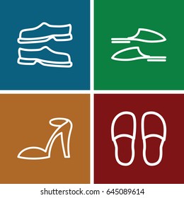 Sandals icons set. set of 4 sandals outline icons such as heel sandals