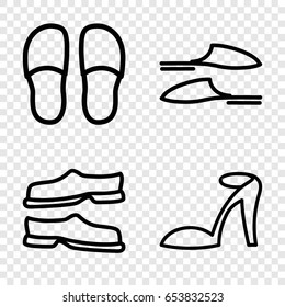 Sandals icons set. set of 4 sandals outline icons such as heel sandals