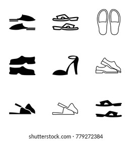 Sandals icons. set of 9 editable filled and outline sandals icons such as heel sandals