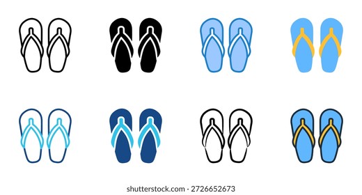 Los iconos de las sandalias establecen una colección de estilo múltiple. Trazo editable 
