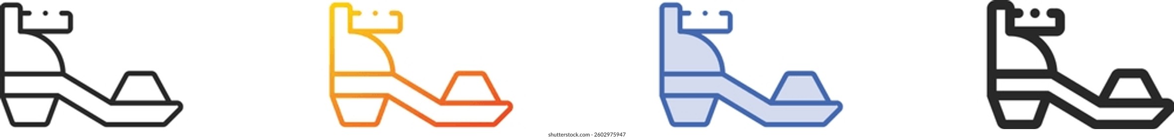 sandals icon.Thin Linear, Gradient, Blue Stroke and bold Style Design Isolated On White Background