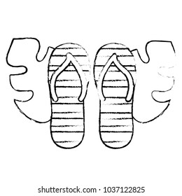 Sandals and leaves design