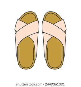 Sandals line color icon. Sign for web page, mobile app, button, logo. Vector isolated button. Editable stroke.