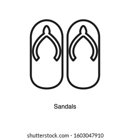 Sandals linear icon vector on white background. Black icon illustration