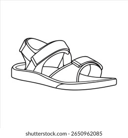 sandals outline drawing on white background
