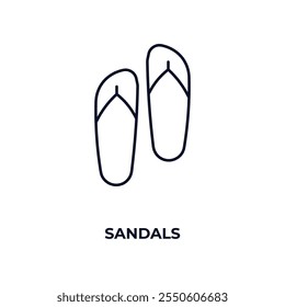 sandals outline icon. Linear vector from clothes concept. Thin line sandals icon isolated on white background