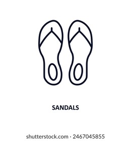 sandals outline icon.  Thin line icon from clothes collection. Editable vector isolated on white background