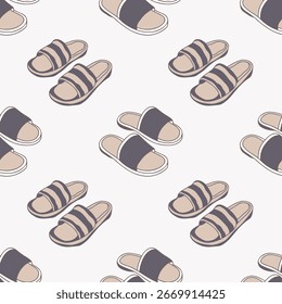 Sandalias sin patrón de repetición. Patrón sin fisuras con zapatillas sobre fondo blanco.