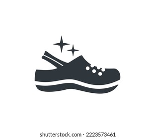 Diseño del logo del zapato de sandalias. Moda, diseño vectorial del concepto del taller y ilustración.