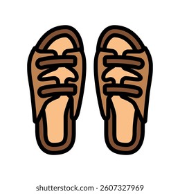 sandals slow living color icon vector. sandals slow living sign. isolated symbol illustration