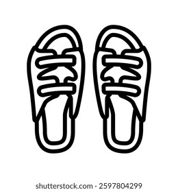 sandals slow living line icon vector. sandals slow living sign. isolated contour symbol black illustration