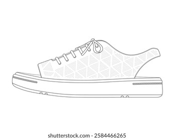 Sandals sneakers for women vector mockup template technical technical line drawing.