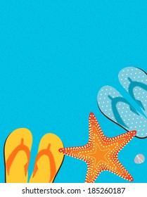 Sandals and Starfish Summer Background