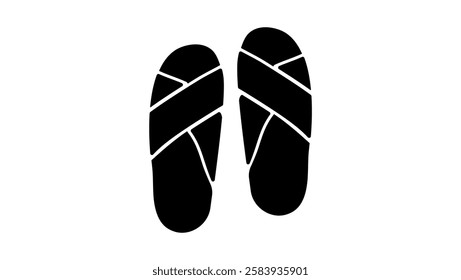 Sandals symbol, black isolated silhouette