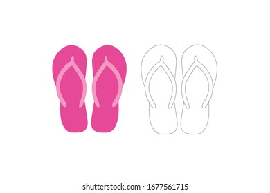 Sandals Traveling Equipment Vector Illustration Bundle Object 