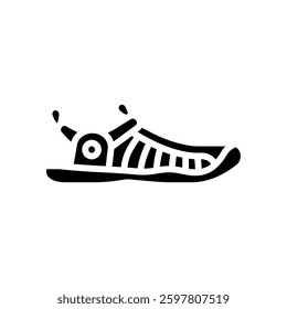 sandals trekking footwear tourism glyph icon vector. sandals trekking footwear tourism sign. isolated symbol illustration