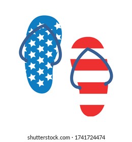 sandals with usa flag flat style vector illustration design