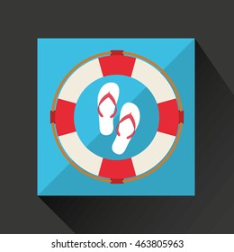 sandals, vacation on beach icon, vector illustration