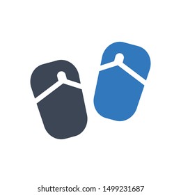 Sandals vector graphics solid icon in blue gray color