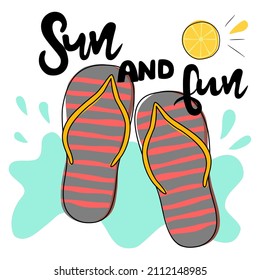 Sandals vector illustration designed in doodle style. Summer vacation theme for cards, patterns, logos, t-shirt designs, pillow patterns, stickers, decorations, posters, fabric patterns.