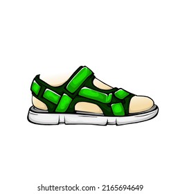 Sandals vector illustration, green in color, suitable for digital posters or other materials