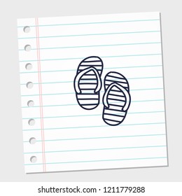 sandals vector sketch icon in doodle style with a paper background. vector illustration