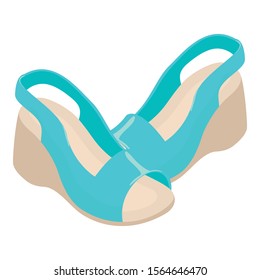 Sandals wedges icon. Isometric illustration of sandals wedges vector icon for web