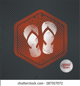 Sandal,stamp design on old dark background,grunge concept,vector