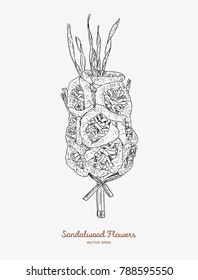 Sandalwood flowers for funeral, hand draw sketch vector.