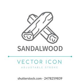 Sandalwood Scent Line Icon, Candle and Soap Fragrance Vector Symbol, Cosmetics Perfume Ingredient Logo Label, Food Flavor Symbol