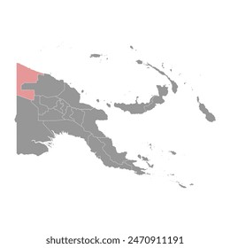 Landkarte der Provinz Sandaun, Verwaltungsbezirk von Papua-Neu-Guinea. Vektorillustration.