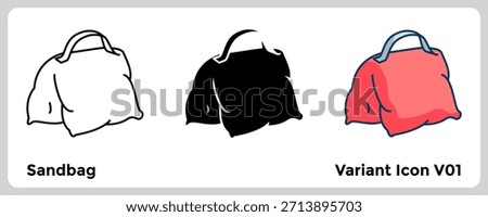 Sandbag icon enhances functional strength and unconventional-training visuals. Line, Filled, Color style.