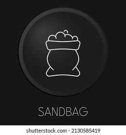 Sandbag Minimal Vector Line Icon On 3D Button Isolated On Black Background. Premium Vector.