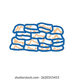 sandbags desastre ícone doodle esboço vetor. sandbags sinal de desastre. ilustração símbolo isolado