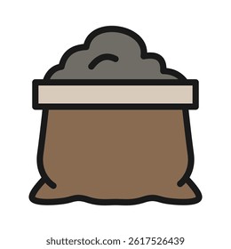 Sandbags vector icon in solid line style. Simple and minimalist industrial and factory theme icons