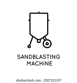 Sandblasting Machine Icon. Capacity For Abrasive. Rust Removal, Metal, Wood, Glass Processing.