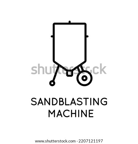 Sandblasting Machine Icon. Capacity for abrasive. Rust removal, metal, wood, glass processing.