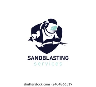 Sandblasting worker design stock illustration