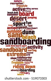Sandboarding word cloud concept. Vector illustration